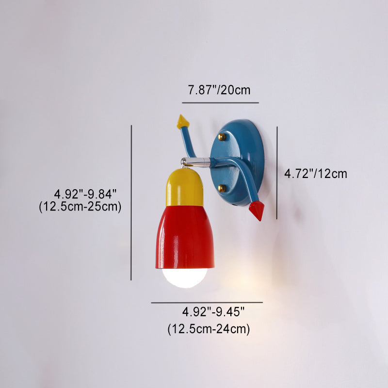 Aplique de pared con brazo oscilante de hierro creativo contemporáneo de 1 luz para dormitorio 