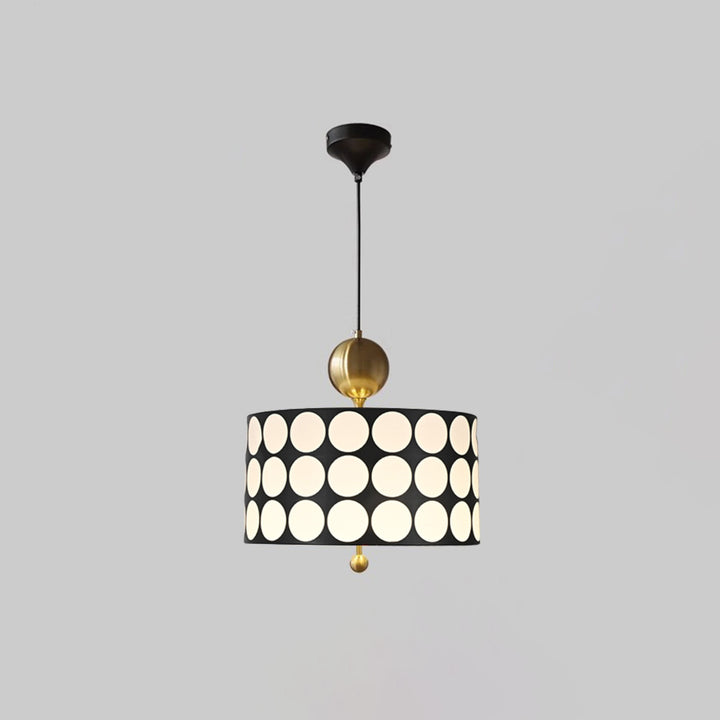Contemporary Retro Drum Checkerboard Faux Leather Lampshade 3-Light Pendant Light For Dining Room