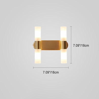 Zeitgenössische nordische Kupfer Acryl Zylinder Ball 1/2/4 Licht Wandleuchte Lampe für Wohnzimmer 