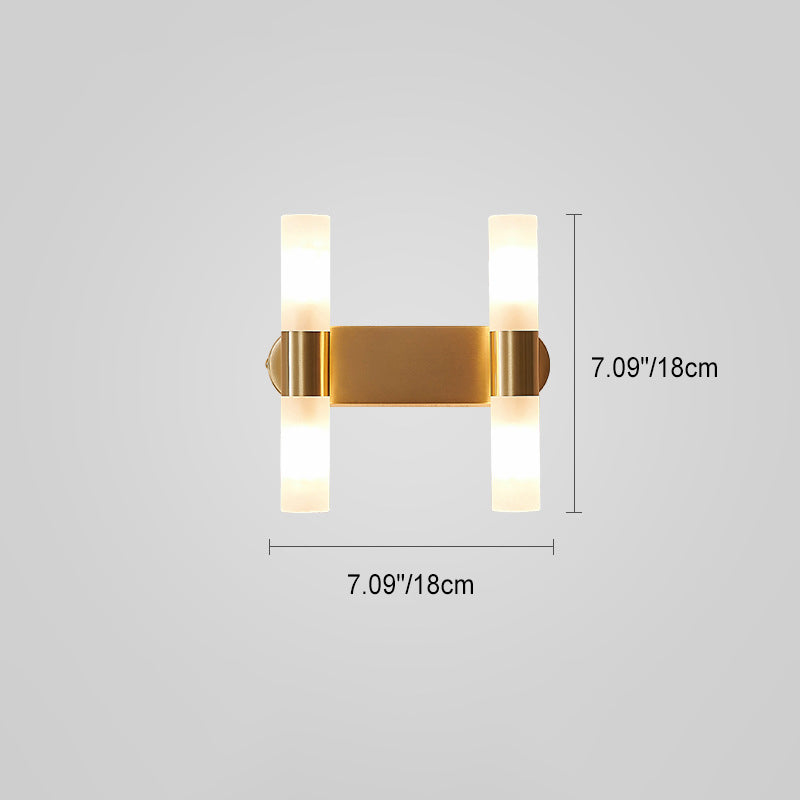 Zeitgenössische nordische Kupfer Acryl Zylinder Ball 1/2/4 Licht Wandleuchte Lampe für Wohnzimmer 