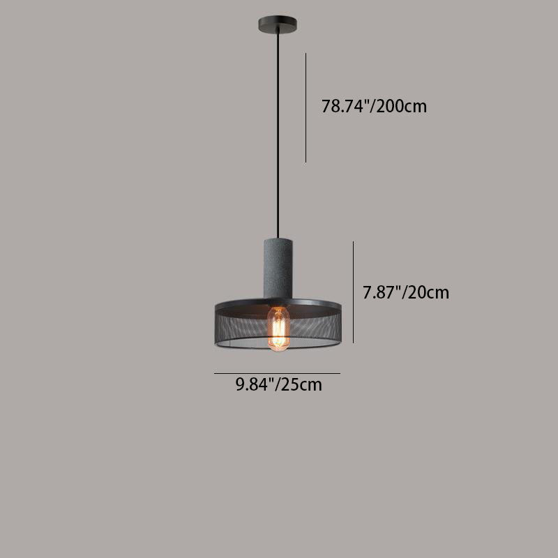 Contemporary Industrial Cylindrical Tapered Cement Iron 1-Light Pendant Light For Living Room