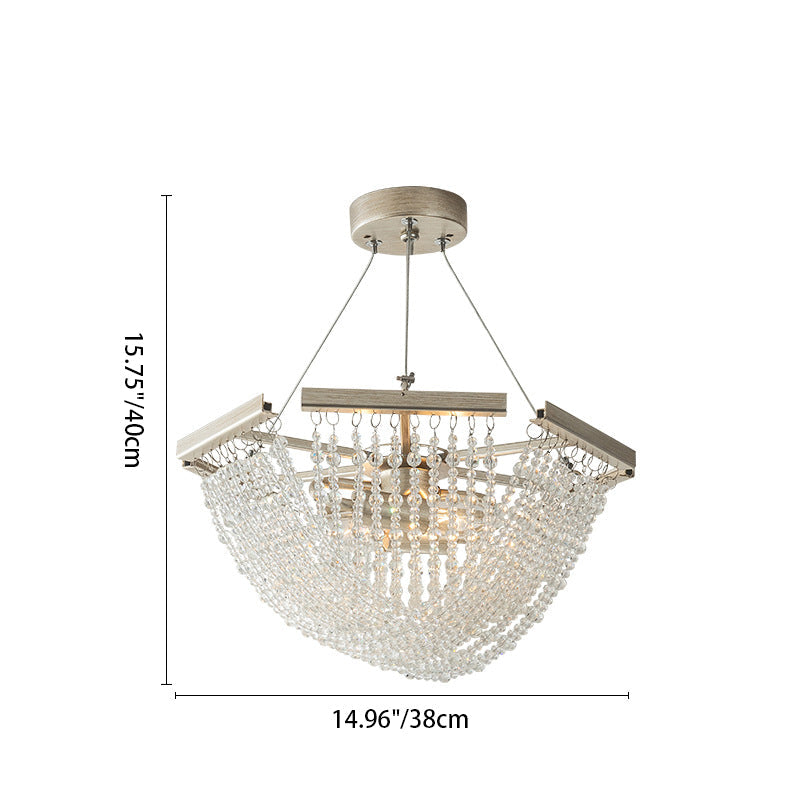 Zeitgenössischer Luxus Mesh Shade Iron Crystal 2/6 Licht Kronleuchter für Wohnzimmer 