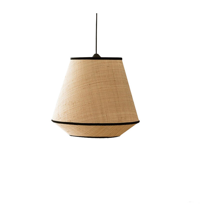 Suspension lumineuse à 1 lumière en tissu de fer trapézoïdal conique cylindrique japonais traditionnel pour salle à manger 