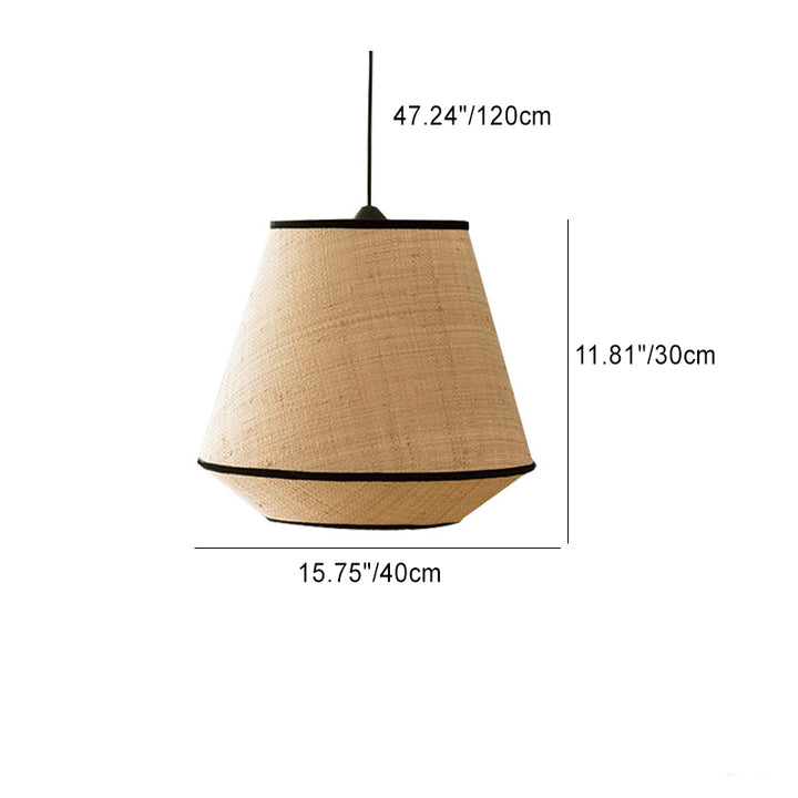 Suspension lumineuse à 1 lumière en tissu de fer trapézoïdal conique cylindrique japonais traditionnel pour salle à manger 