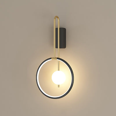 Lámpara de Aplique de Pared LED con Anillo Redondo de Hierro Acrílico Moderno Minimalista para la Mesita de Noche 