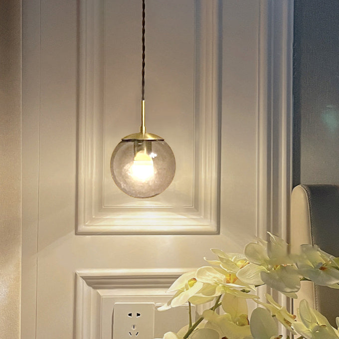 Zeitgenössische Vintage Runde Ball Zylinder Blume Messing Glas 1-Licht Wandleuchte Lampe für Wohnzimmer 