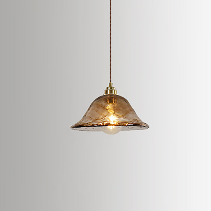 Vintage Amber Glas 1-Licht Pendelleuchte 
