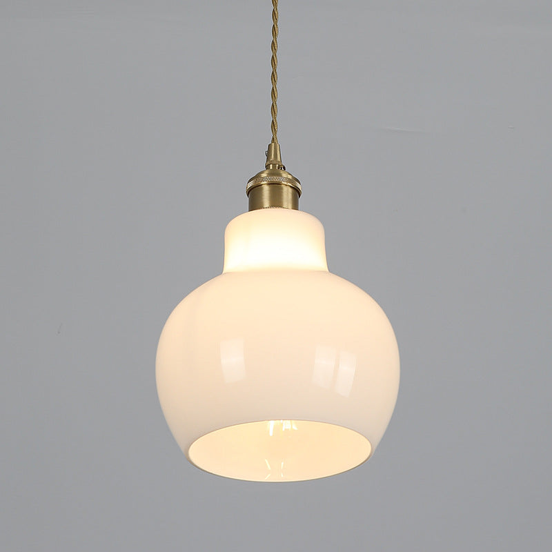 Lámpara colgante de 1 luz de vidrio de latón en forma de flor minimalista moderna para dormitorio 