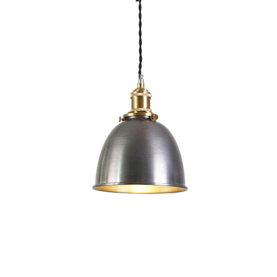 Lámpara colgante de geometría de cúpula de hierro minimalista industrial plateada y cobre de 1 luz 