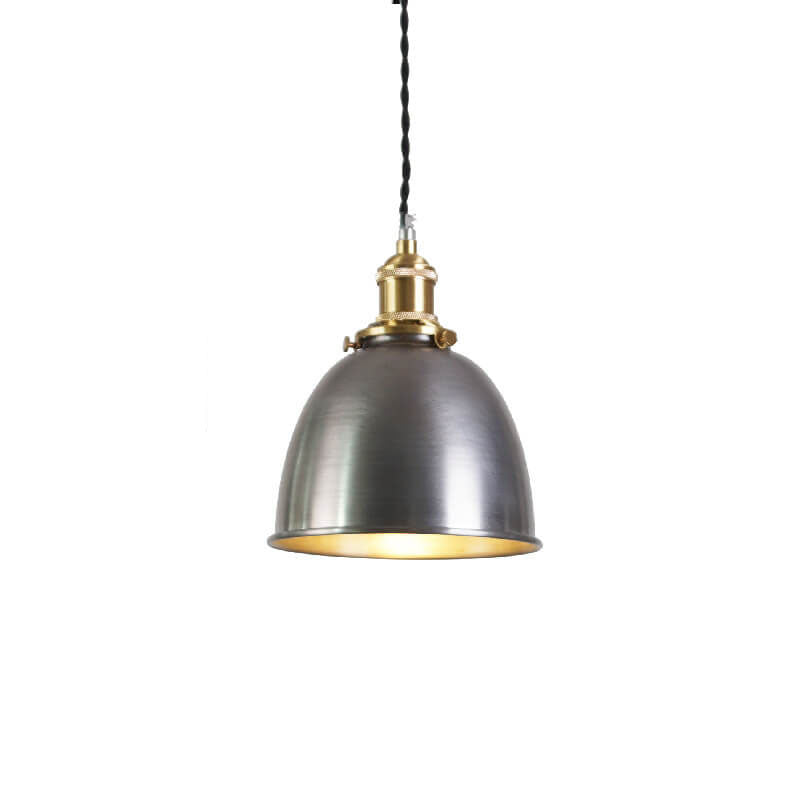 Lámpara colgante de geometría de cúpula de hierro minimalista industrial plateada y cobre de 1 luz 