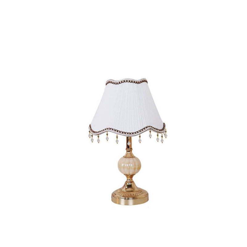 European Vintage Fabric Floral Glass Plating 1-Light Table Lamp