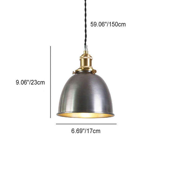 Contemporary Industrial Iron Dome Geometry Silver Copper 1-Light Pendant Light For Living Room