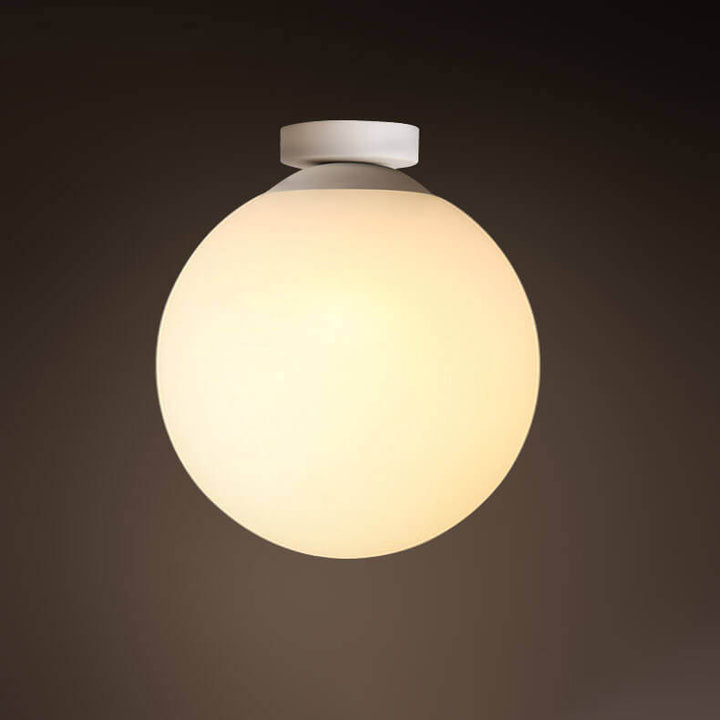 Modern Minimalist Glass Sphere 1-Light Semi-Flush Mount Ceiling Light