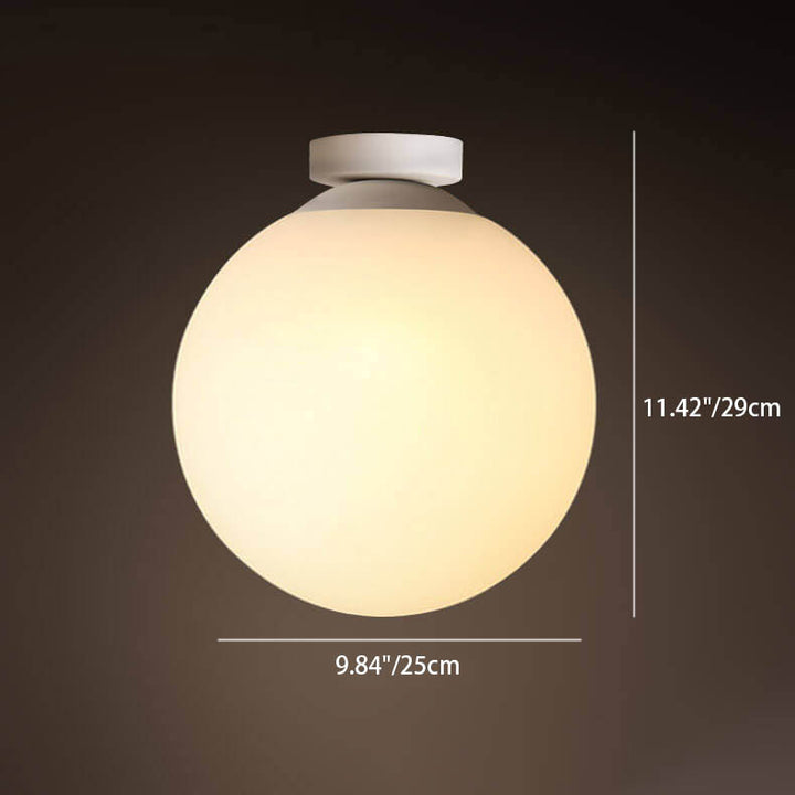 Modern Minimalist Glass Sphere 1-Light Semi-Flush Mount Ceiling Light