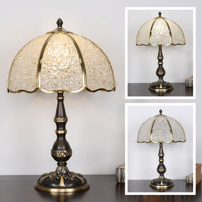 Moderne Luxus-Halbkugel-Schirm Tischlampe aus Vollkupfer mit Kristall und 1 Licht für das Schlafzimmer 