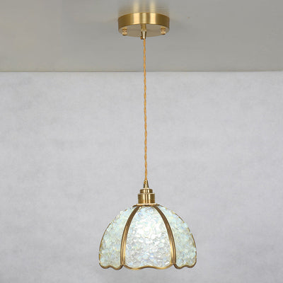 Modern Art Deco Half Round Ball Copper Crystal 1-Light Pendant Light For Dining Room