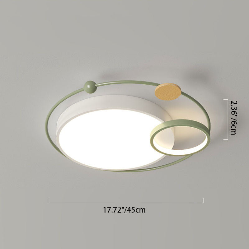 Contemporary Creative Iron Acrylic Round LED Flush Mount Ceiling Light For Bedroom