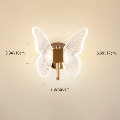 مصباح حائط LED عصري إبداعي من المعدن والأكريليك على شكل فراشة وزهرة المجد الصباحي وورقة القيقب للسرير 