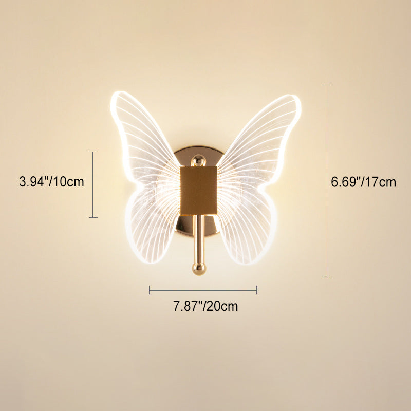 مصباح حائط LED عصري إبداعي من المعدن والأكريليك على شكل فراشة وزهرة المجد الصباحي وورقة القيقب للسرير 