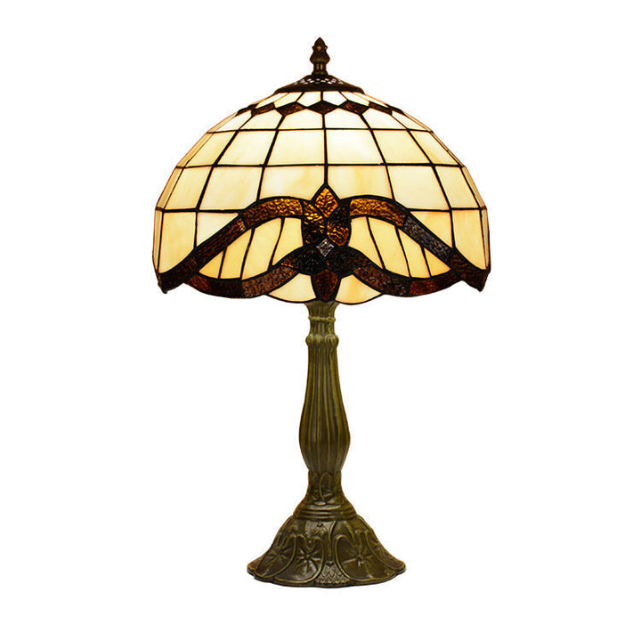 Lampe de table 1 lumière en verre teinté en alliage de style Tiffany traditionnel pour chambre 