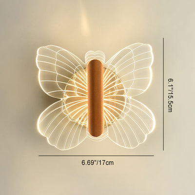 Lámpara de pared LED de acrílico con mariposa de hardware de lujo contemporáneo para dormitorio 