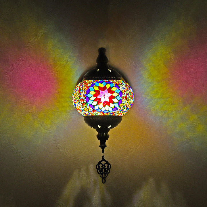 Applique Murale Globe en Mosaïque de Verre et Fer Rétro Contemporain à 1 Lumière Pour Couloir 