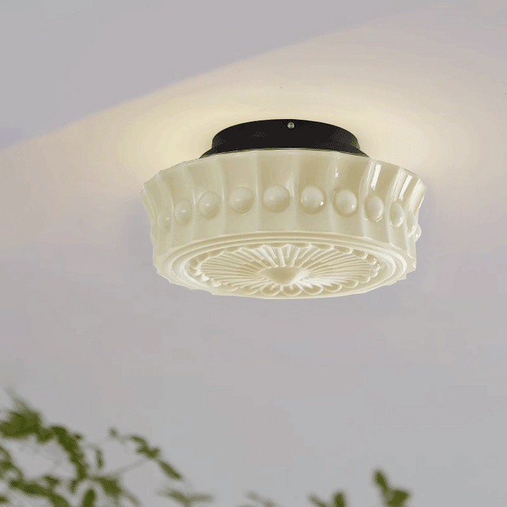 Plafonnier semi-encastré à 3 lumières avec abat-jour en cylindre de verre et fer, simplicité contemporaine pour le salon 