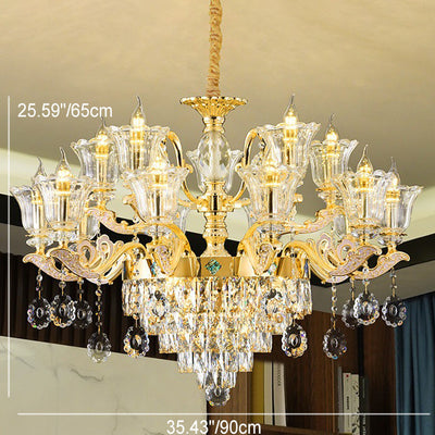 Zeitgenössischer Luxus-Zweigglas-Zink-Kronleuchter mit 6/8/10/15 Lichtern für Wohnzimmer 
