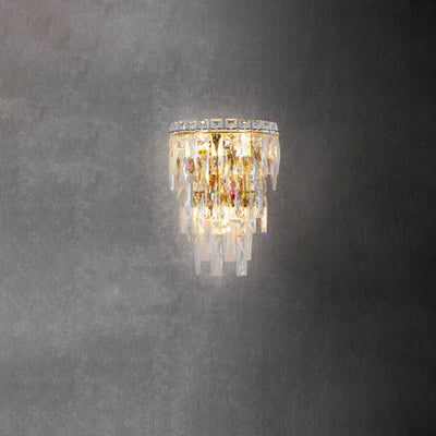 Zeitgenössische Luxus Kristall Quaste Halb Pfosten 1-Licht Wandleuchte Lampe für Wohnzimmer 