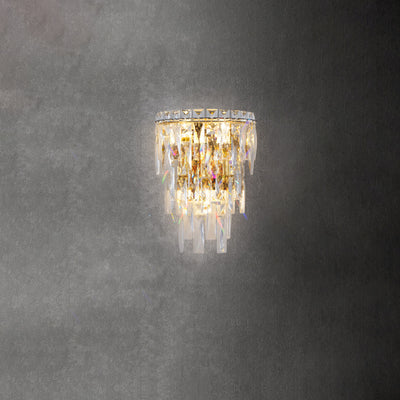 Contemporary Luxury Crystal Tassel Half Post 1-Light Wall Sconce Lamp For Living Room