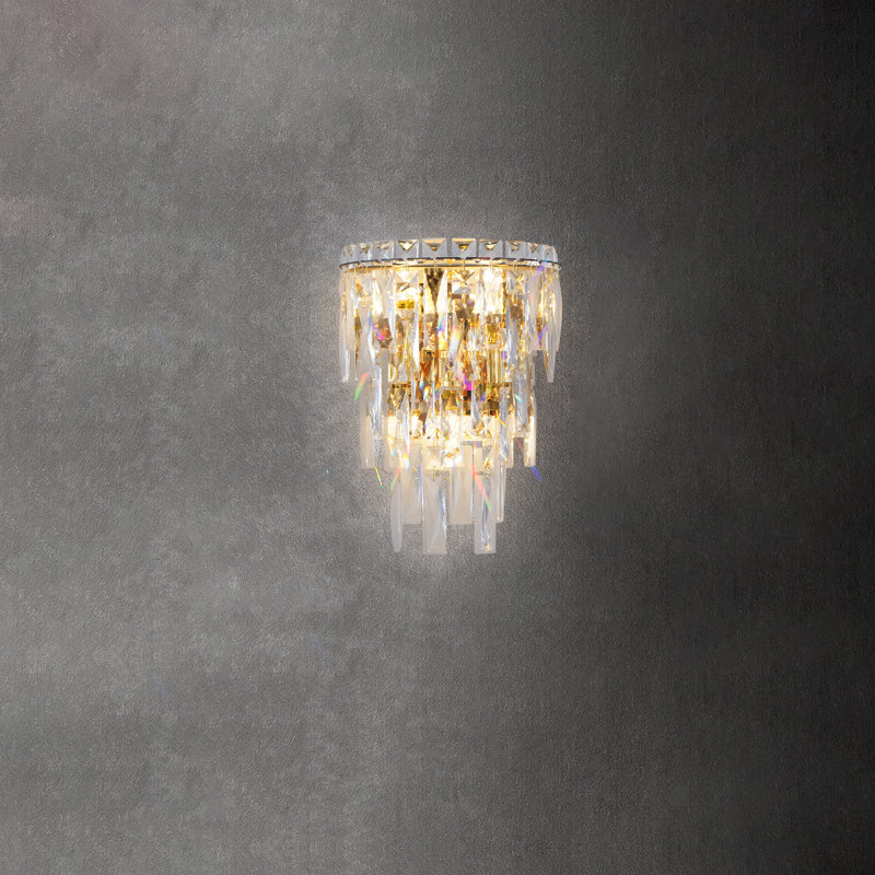 Zeitgenössische Luxus Kristall Quaste Halb Pfosten 1-Licht Wandleuchte Lampe für Wohnzimmer 