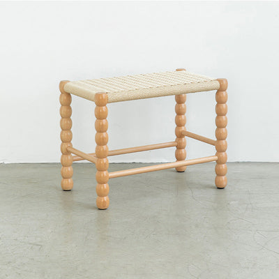 Tabouret rectangulaire traditionnel chinois en osier avec pieds en bois pour le salon 
