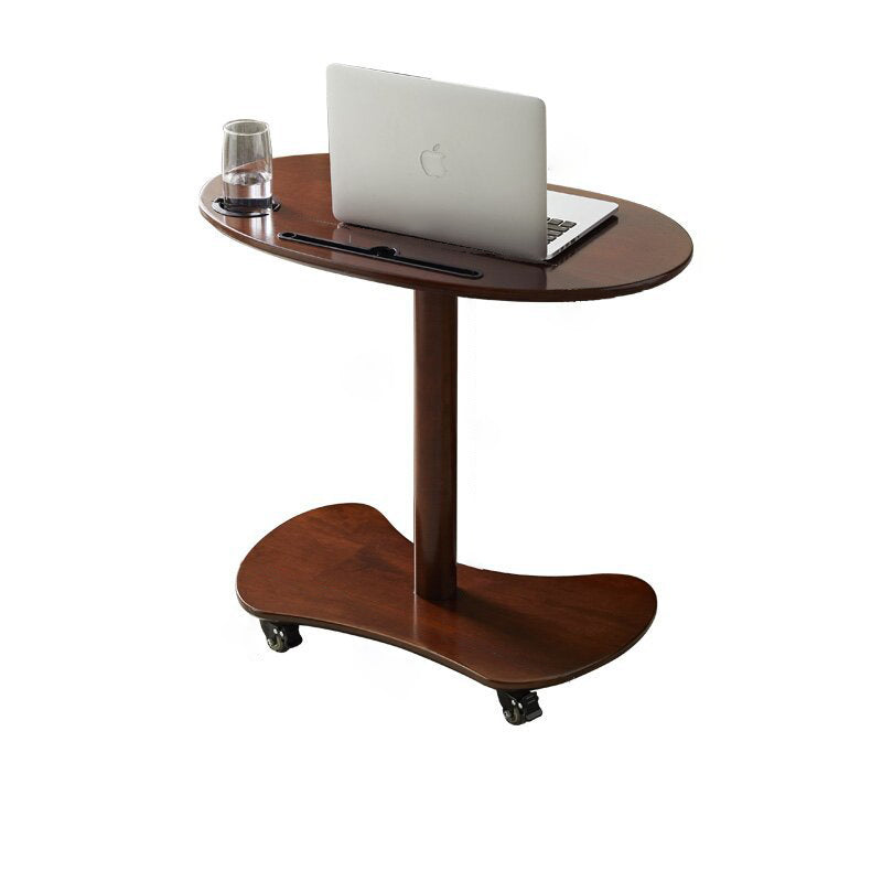Table basse ovale minimaliste moderne en bois massif et plastique à 4 roues pour salon 
