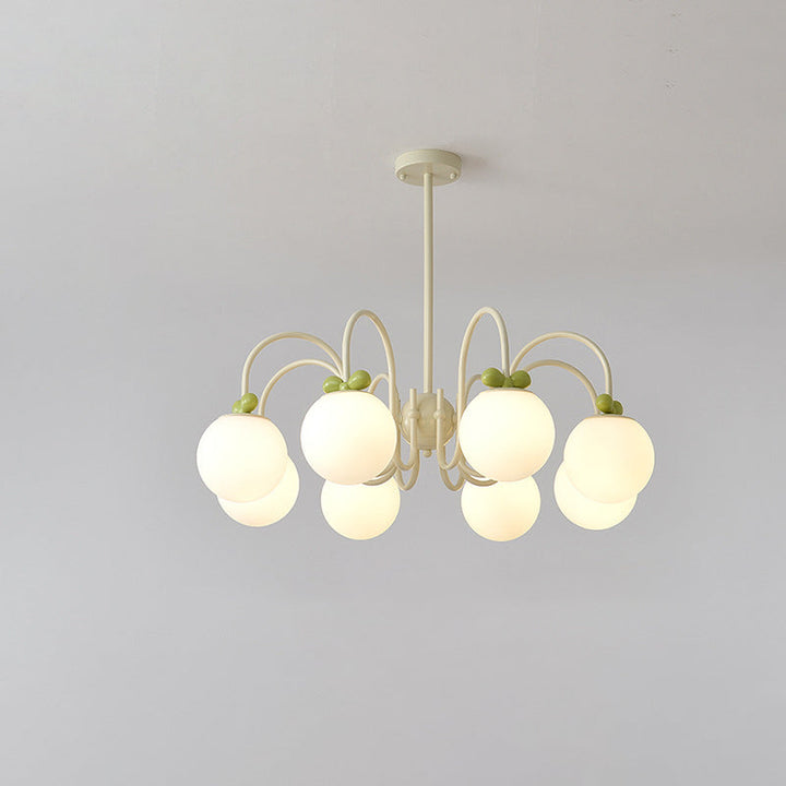 Moderne minimalistische Creme Bogen Runde Ball Hardware Glas 4/5/6/8 Licht Kronleuchter für Wohnzimmer 