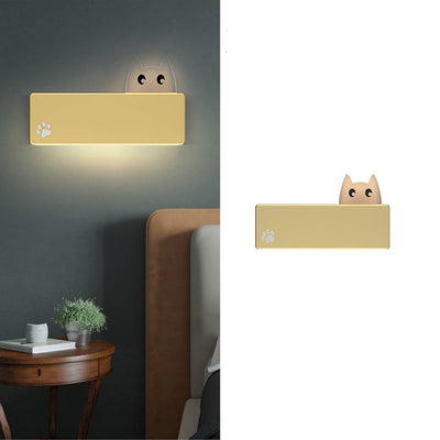 Applique Murale LED en Fer Rectangulaire avec Motif de Chat Animal de Dessin Animé Simplicité Moderne pour Salon 