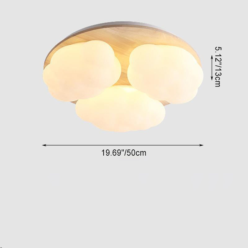 Modern Art Deco Airplane Clouds Moon Acrylic Wood LED Flush Mount Ceiling Light For Living Room