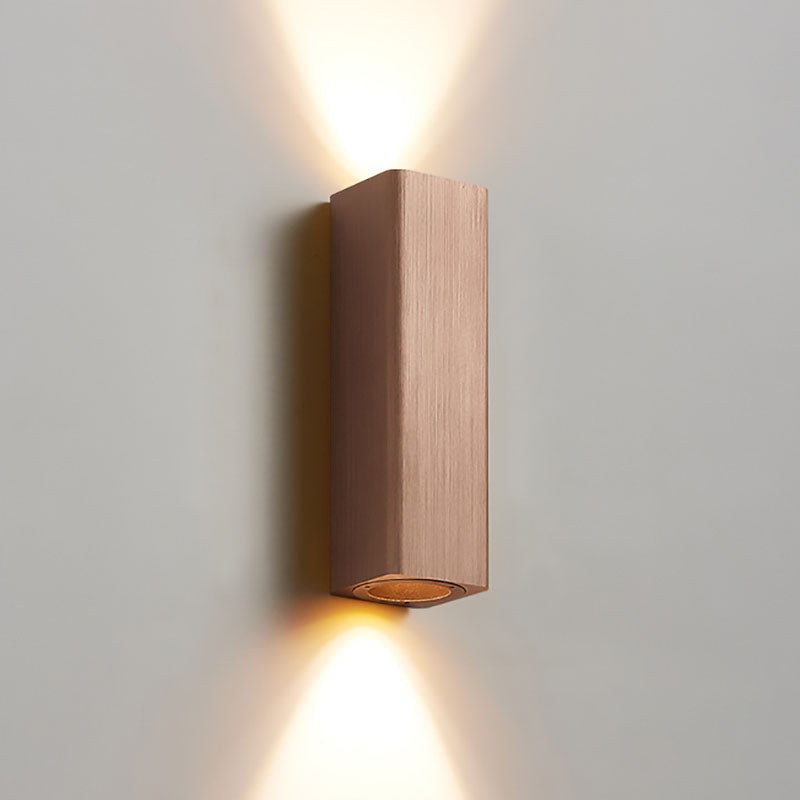 Nordic Minimalist Brushed Aluminum Rectangular Column LED Wall Sconce Lamp