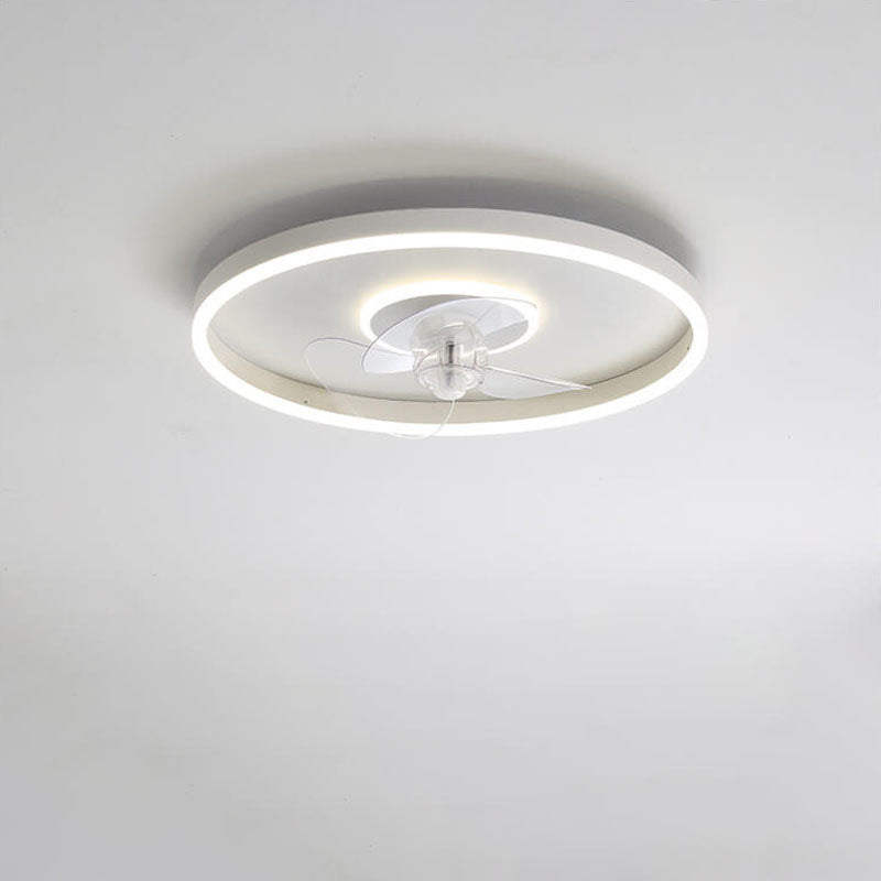 Contemporary Nordic Round Iron Silicone Aluminum Invisible LED Flush Mount Ceiling Fan Light For Living Room &amp; Bedroom