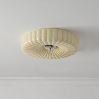 Contemporary Nordic Striped Glass Round LED Flush Mount Ceiling Light For Living Room