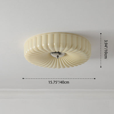 Contemporary Nordic Striped Glass Round LED Flush Mount Ceiling Light For Living Room