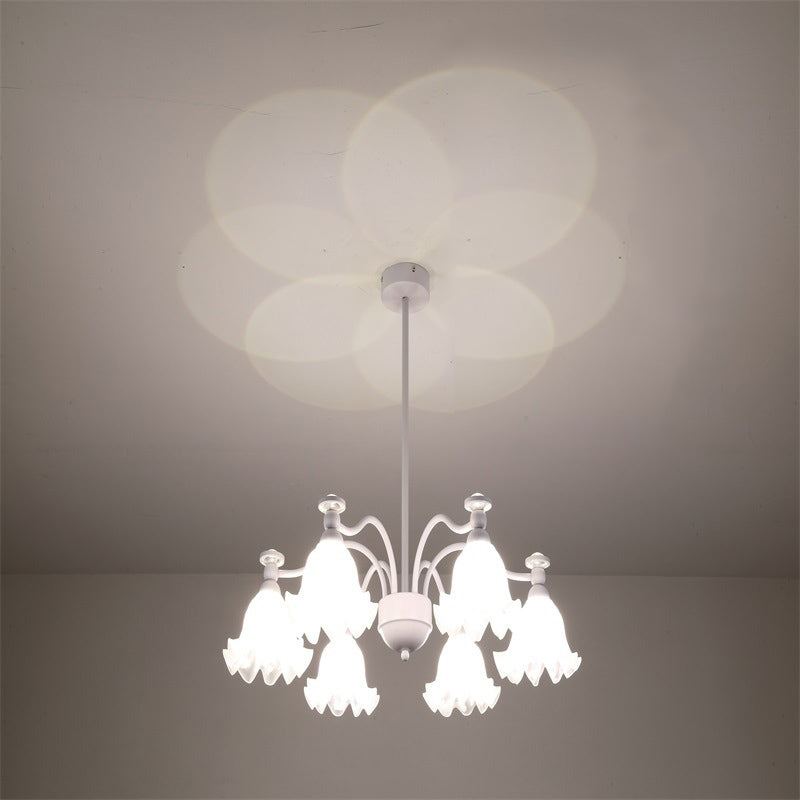 Lustre traditionnel en verre avec motif floral et branches en fer, 6/8 lumières pour chambre 