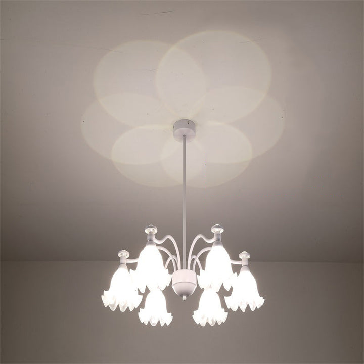 Lustre traditionnel en verre avec motif floral et branches en fer, 6/8 lumières pour chambre 