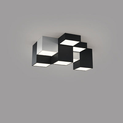 Modern Minimalist Cube Iron Acrylic LED Flush Mount Ceiling Light For Living Room