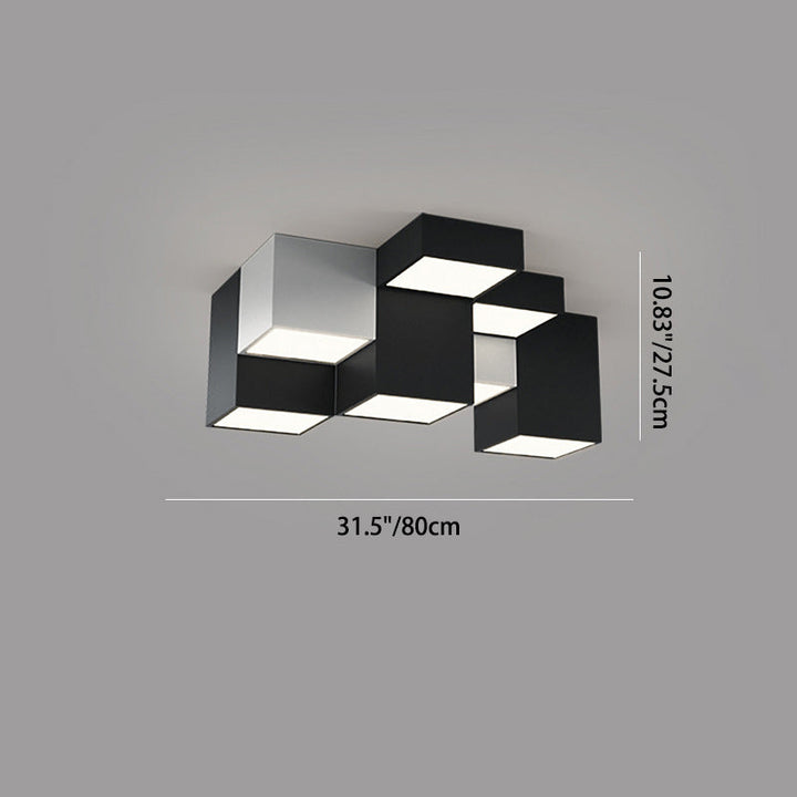 Lustre Plafonnier LED Moderne Minimaliste Cube en Fer et Acrylique pour Salon 