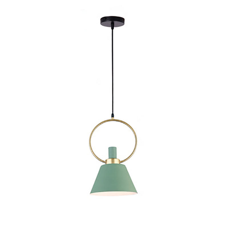 Contemporary Nordic Cone Shade Gold Ring Iron 1-Light Pendant Light For Dining Room