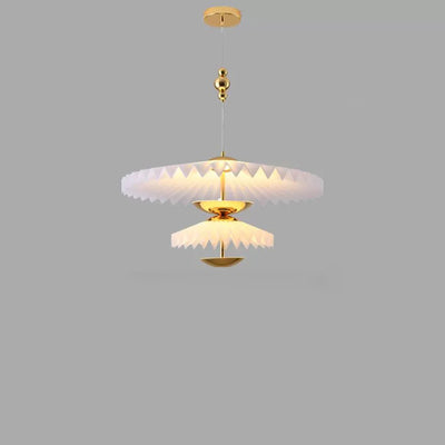 Modern Art Deco Pleated Round Acrylic Iron LED Chandelier For Living Room
