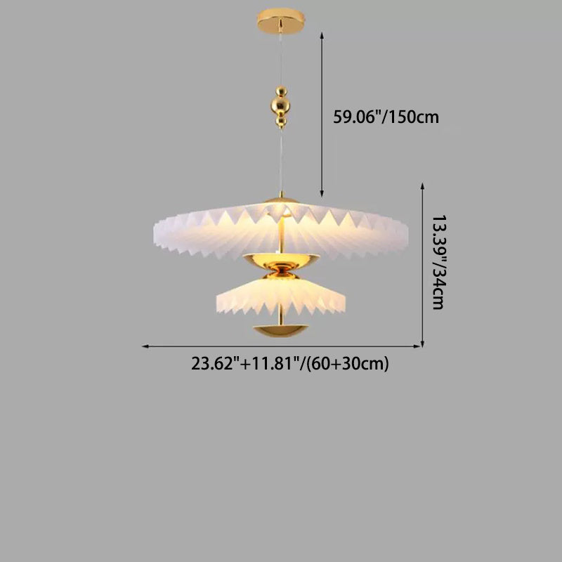 Modern Art Deco Pleated Round Acrylic Iron LED Chandelier For Living Room