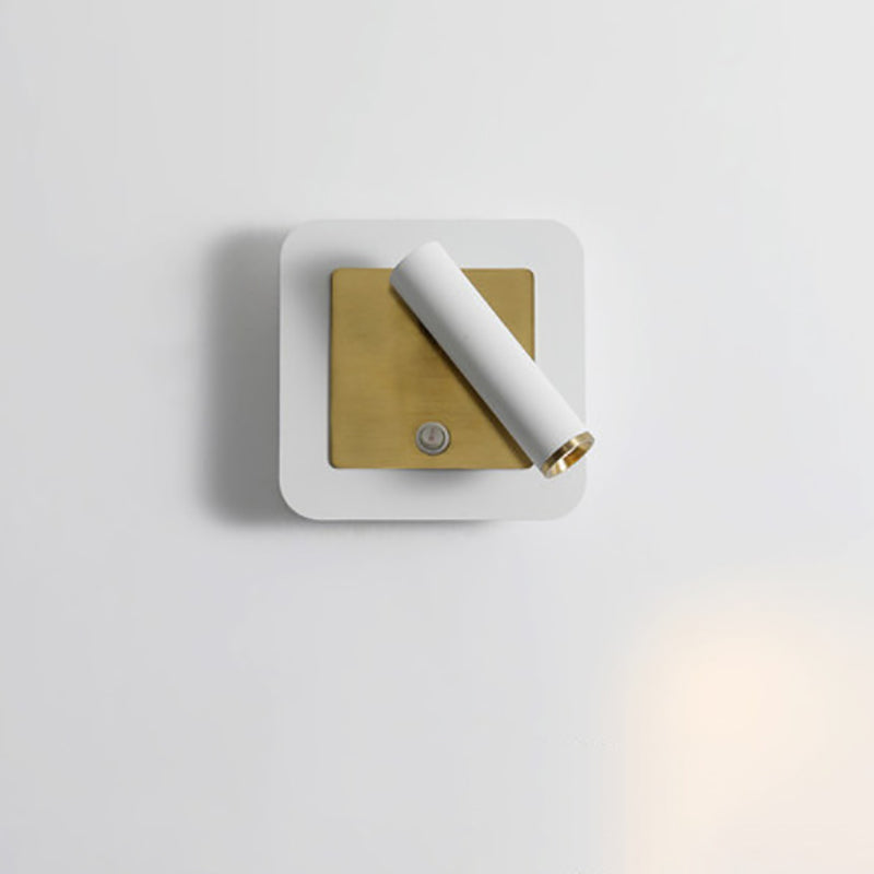Lámpara Aplique de Pared LED de Metal Cilíndrico Cuadrado Redondo Giratorio Minimalista Moderna para Dormitorio 
