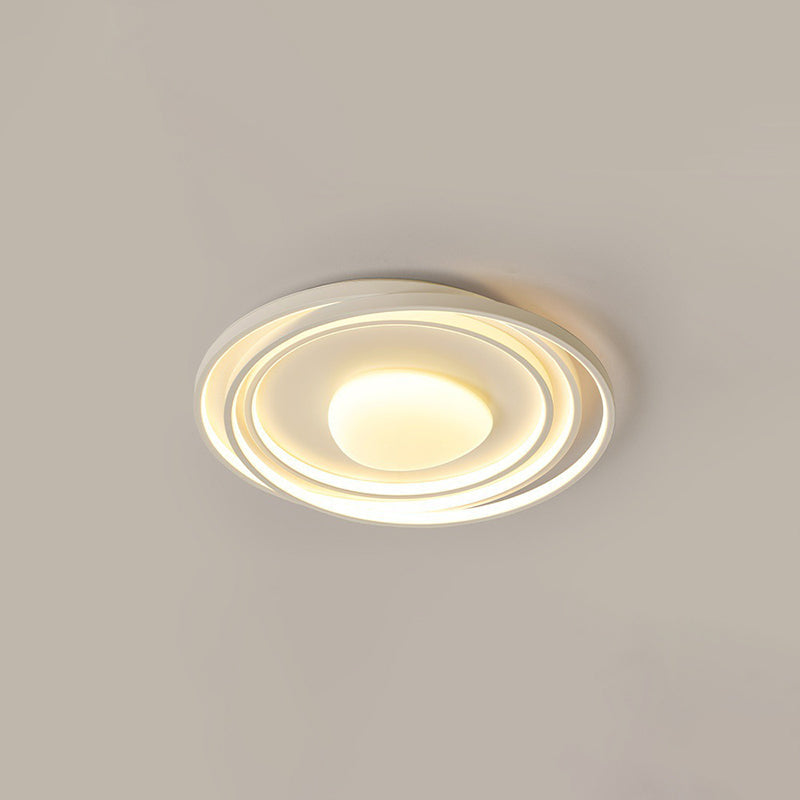 Moderne minimalistische Creme Runde Acryl Eisen LED Unterputz Deckenleuchte für Wohnzimmer 
