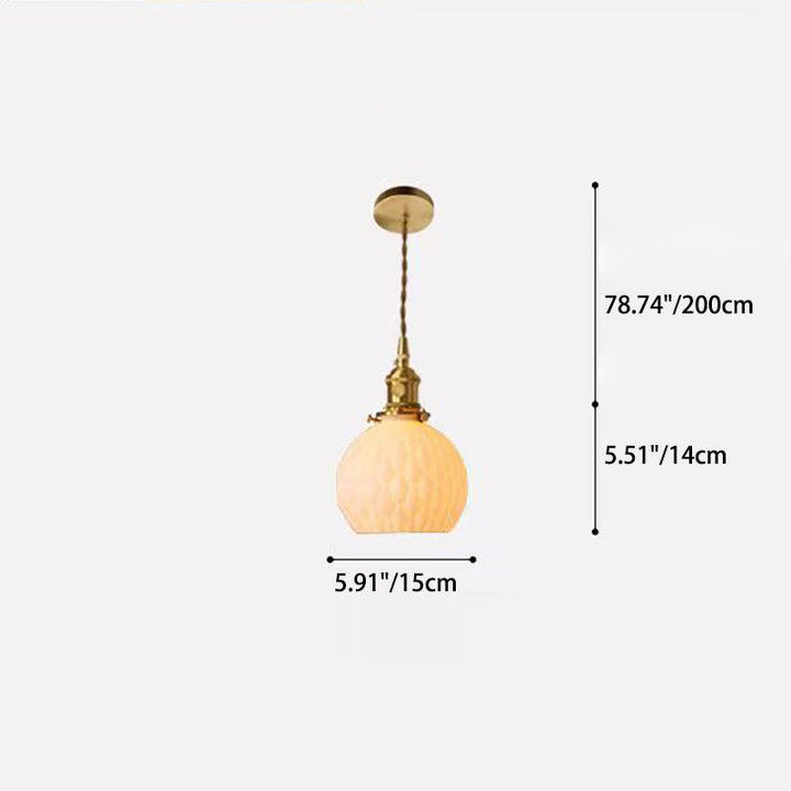 Lámpara colgante de 1 luz de latón cerámico con calabaza de piña redonda tradicional japonesa para sala de estar 